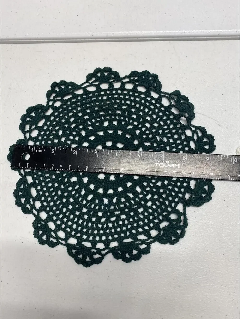 Vintage Hand Crochet Lace Doilies Set of 2 White & Green J